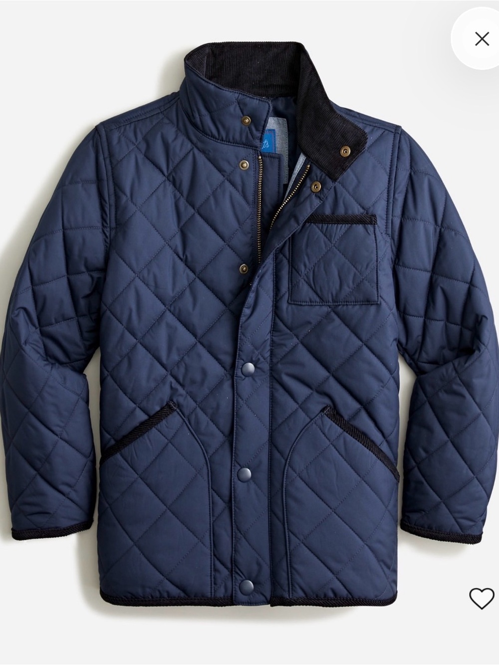 J. Crew Crewcuts Kids' Quilted Field Jacket Navy Sz S (6-7) NWT